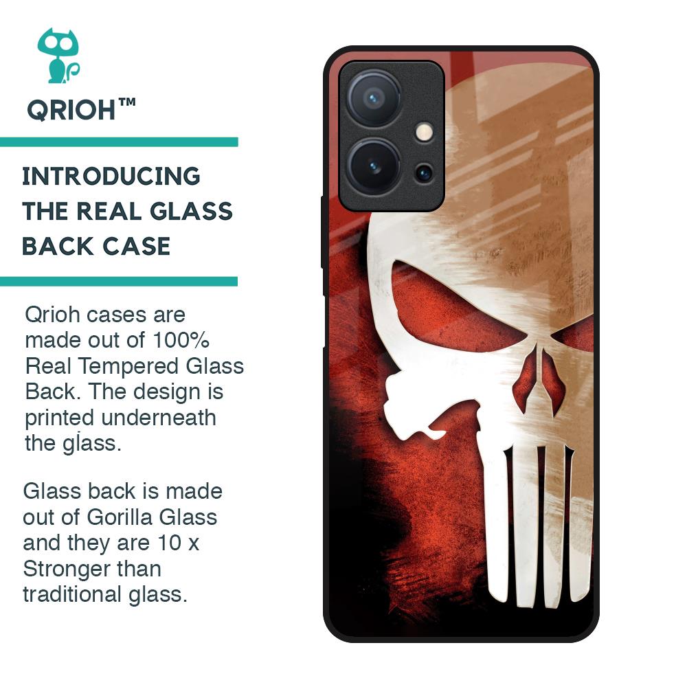 Red Skull Glass Case for Vivo T1 5G