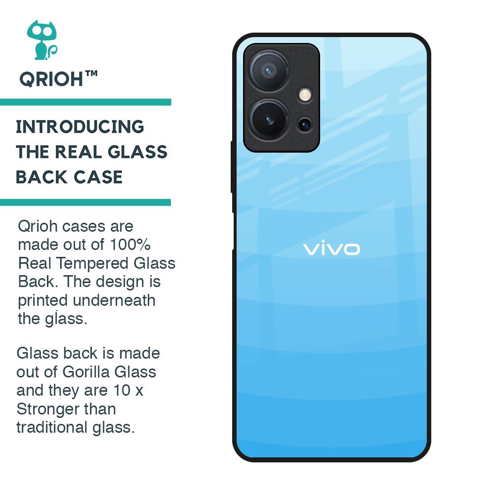 Wavy Blue Pattern Glass Case for Vivo T1 5G
