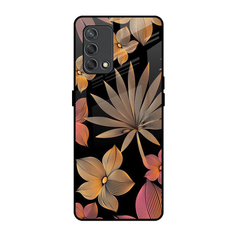 Lines Pattern Flowers Oppo F19s Glass Back Cover Online