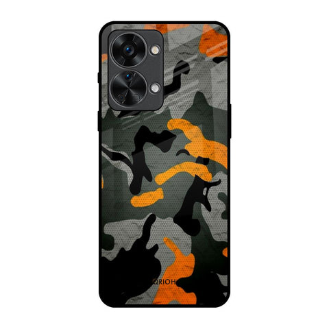 Camouflage Orange OnePlus Nord 2T 5G Glass Back Cover Online