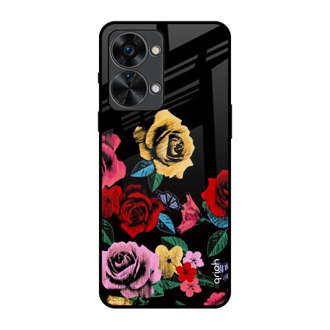 Floral Decorative OnePlus Nord 2T 5G Glass Back Cover Online