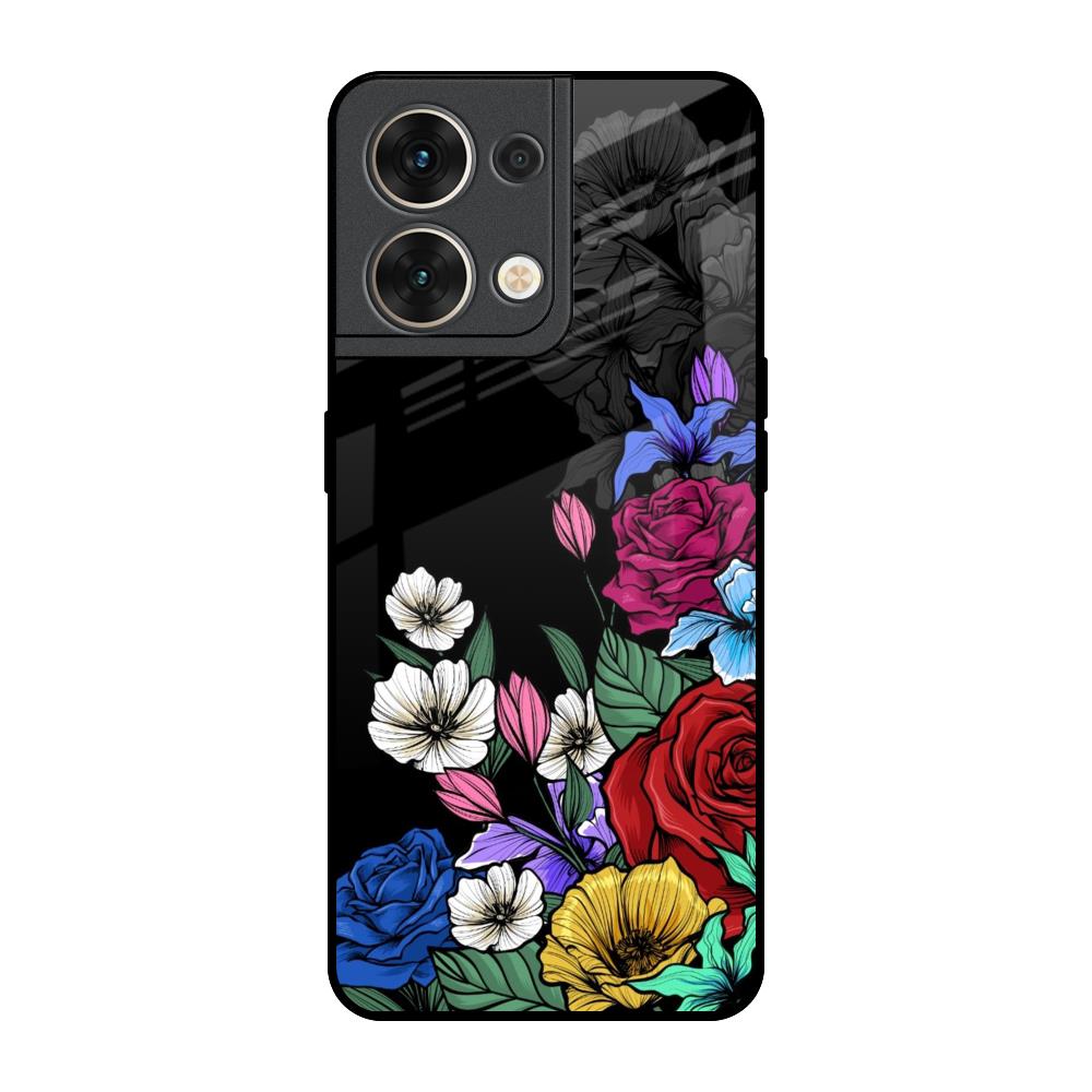 Rose Flower Bunch Art Oppo Reno8 5G Glass Back Cover Online