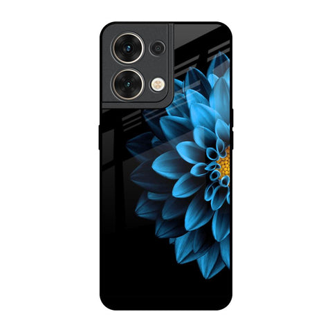 Half Blue Flower Oppo Reno8 5G Glass Back Cover Online