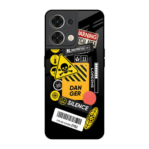 Danger Signs Oppo Reno8 5G Glass Back Cover Online