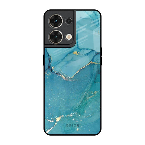 Blue Golden Glitter Oppo Reno8 5G Glass Back Cover Online