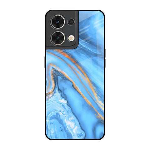 Vibrant Blue Marble Oppo Reno8 5G Glass Back Cover Online