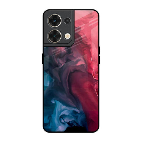 Blue & Red Smoke Oppo Reno8 5G Glass Back Cover Online