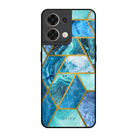 Turquoise Geometrical Marble Oppo Reno8 5G Glass Back Cover Online