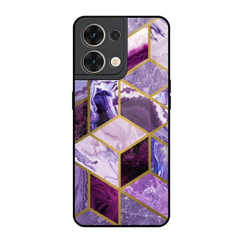 Purple Rhombus Marble Oppo Reno8 5G Glass Back Cover Online