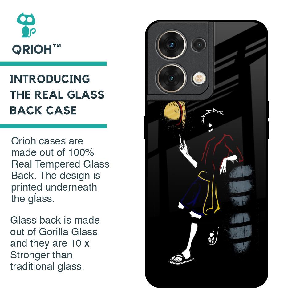 Luffy Line Art Glass Case for Oppo Reno8 5G