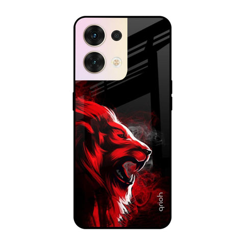 Red Angry Lion Oppo Reno8 5G Glass Cases & Covers Online