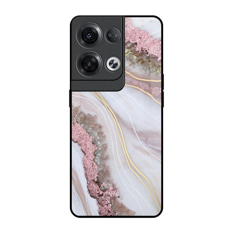 Pink & Gold Gllitter Marble Oppo Reno8 Pro 5G Glass Back Cover Online
