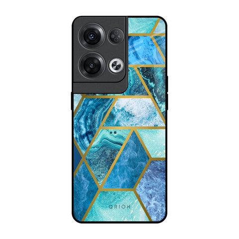 Turquoise Geometrical Marble Oppo Reno8 Pro 5G Glass Back Cover Online