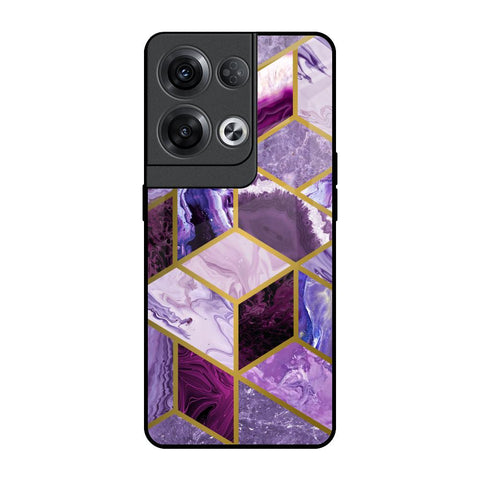 Purple Rhombus Marble Oppo Reno8 Pro 5G Glass Back Cover Online