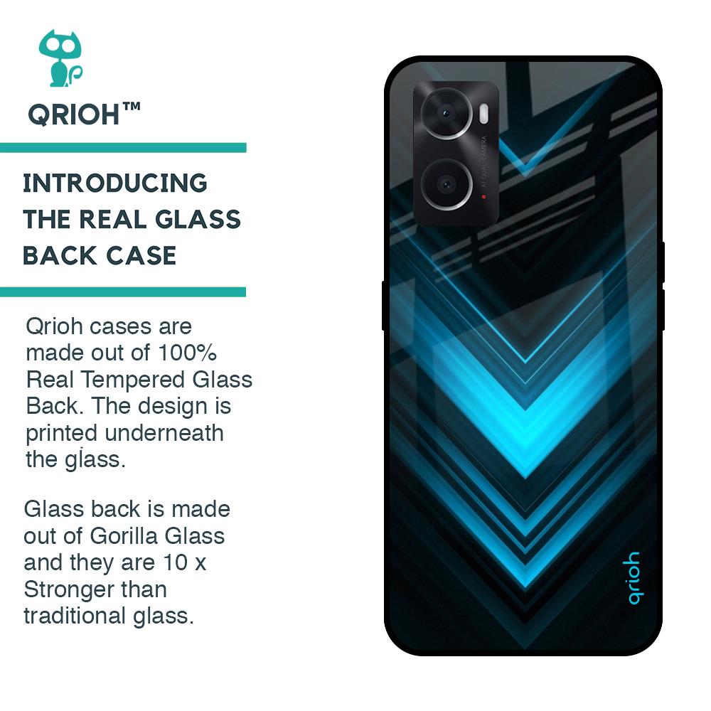 Vertical Blue Arrow Glass Case For Oppo A36