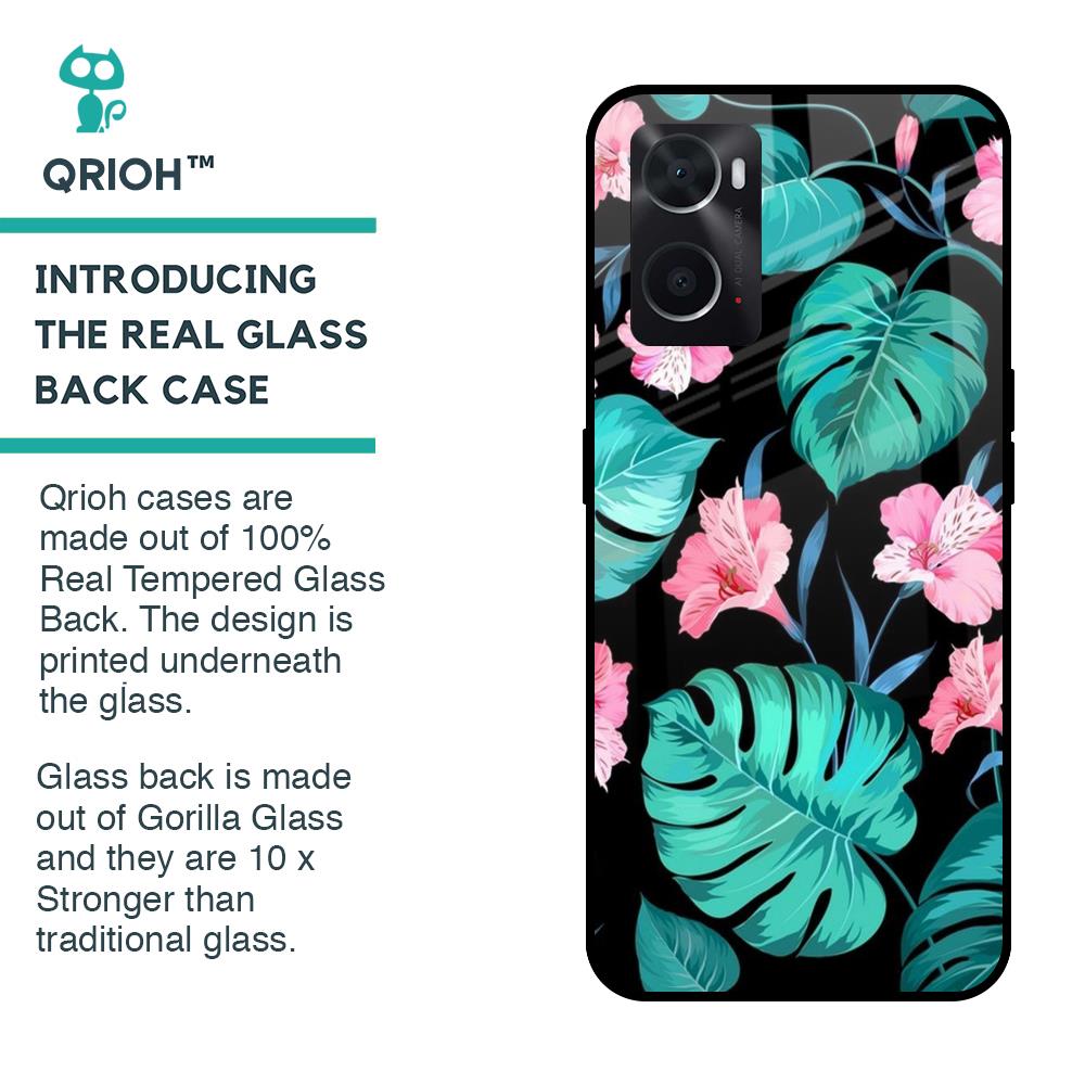 Tropical Leaves & Pink Flowers Glass case for Oppo A36