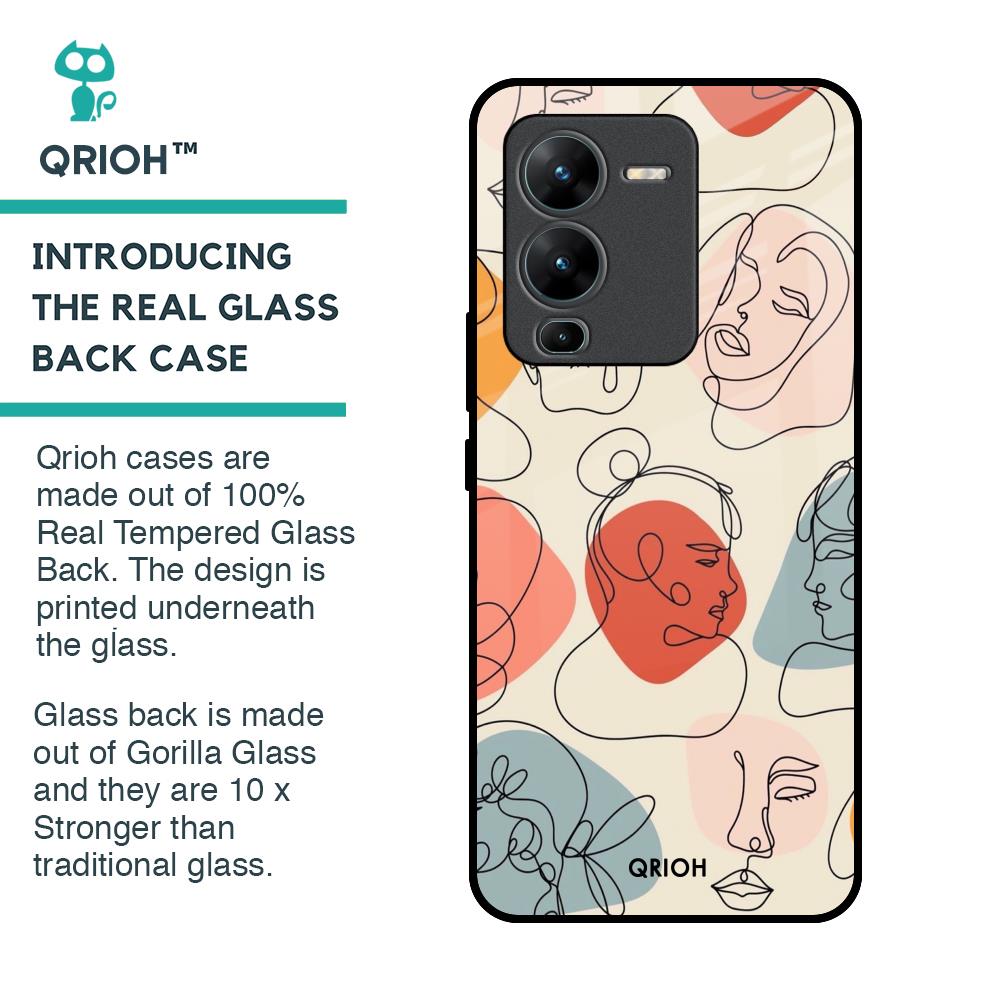 Abstract Faces Glass Case for Vivo V25 Pro