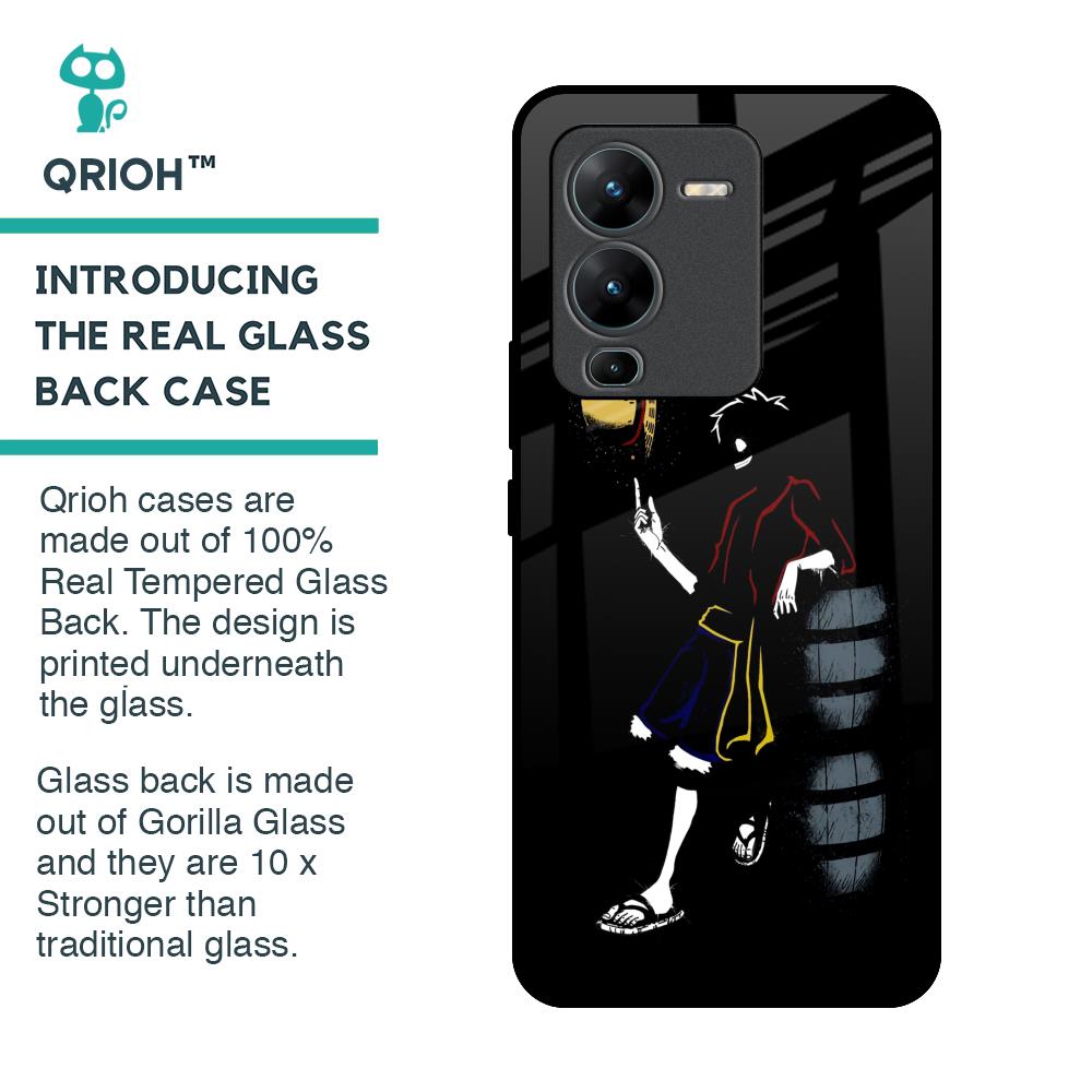 Luffy Line Art Glass Case for Vivo V25 Pro