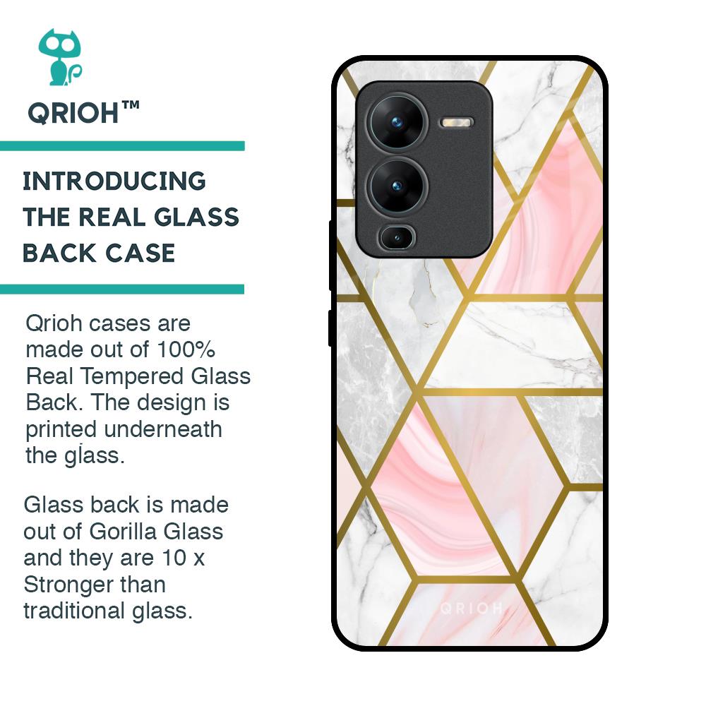 Geometrical Marble Glass Case for Vivo V25 Pro