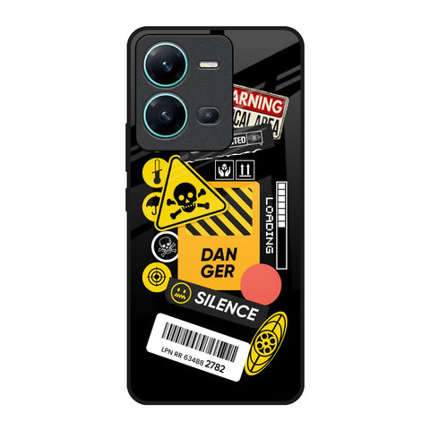 Danger Signs Vivo V25 Glass Back Cover Online