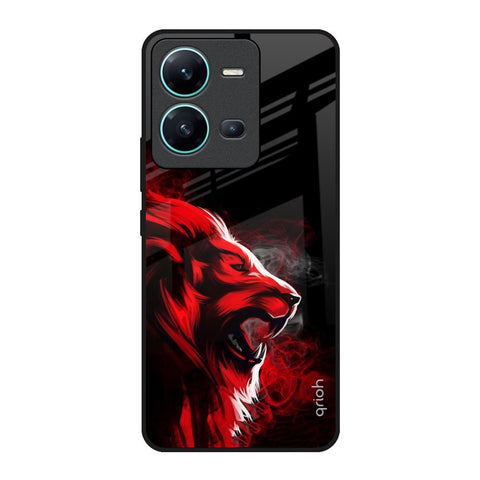 Red Angry Lion Vivo V25 Glass Back Cover Online