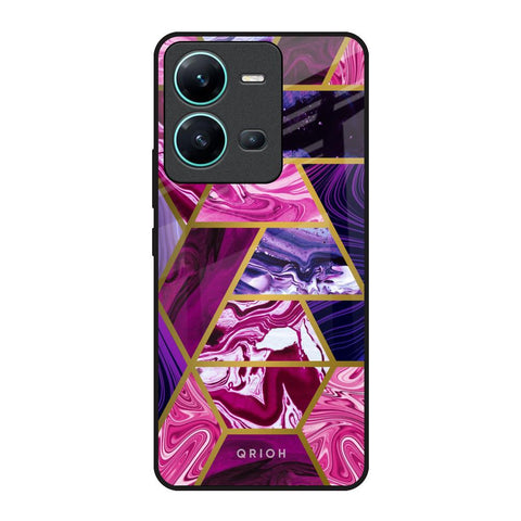 Electroplated Geometric Marble Vivo V25 Glass Back Cover Online