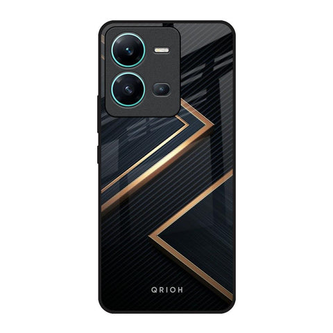 Sleek Golden & Navy Vivo V25 Glass Back Cover Online