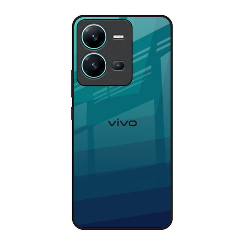 Green Triangle Pattern Vivo V25 Glass Back Cover Online