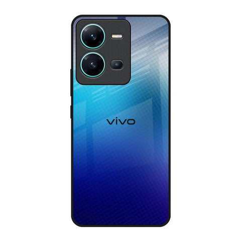 Blue Rhombus Pattern Vivo V25 Glass Back Cover Online