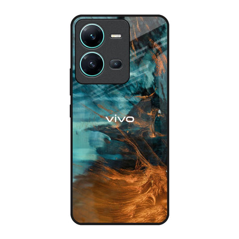 Golden Splash Vivo V25 Glass Back Cover Online