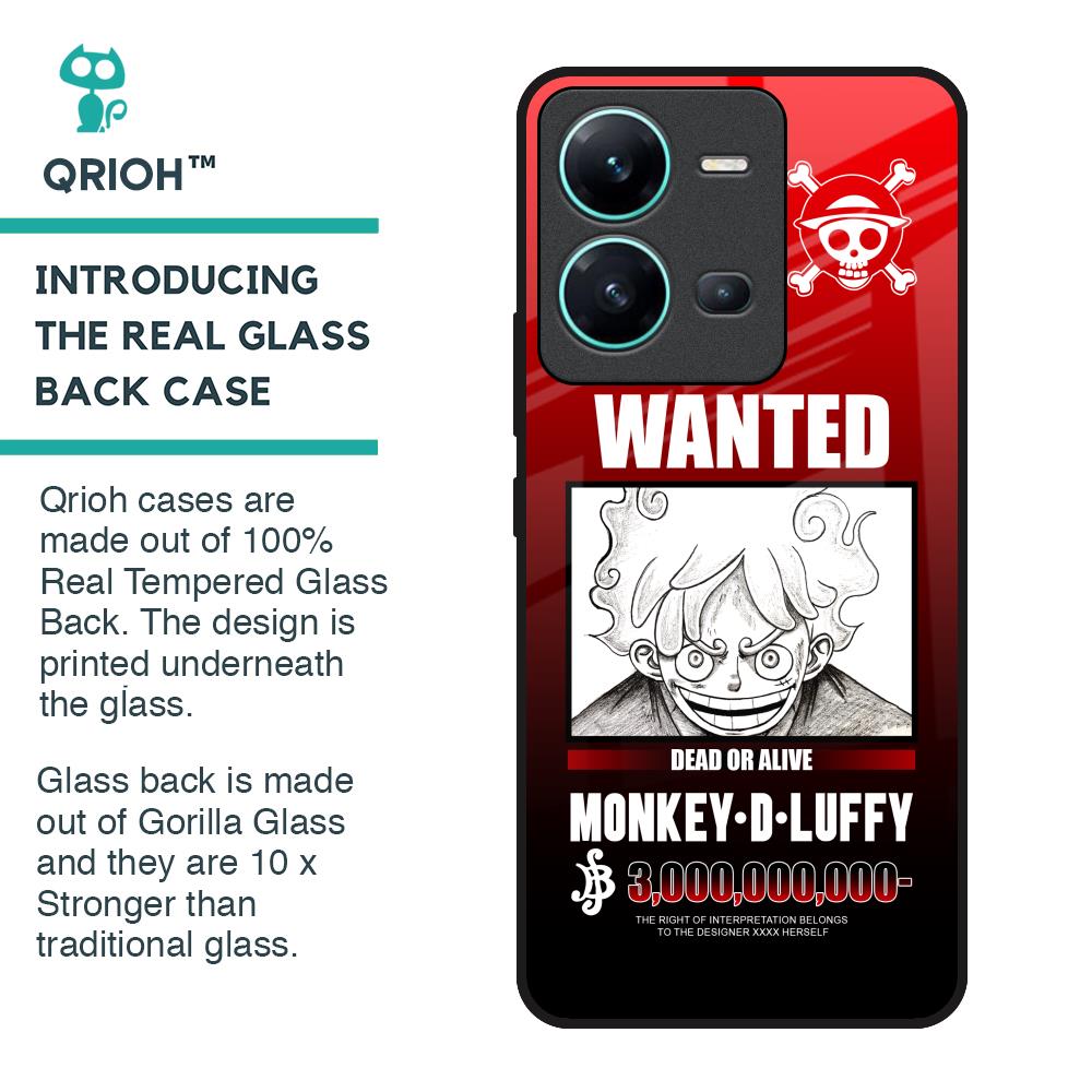 Luffy Wanted Glass Case for Vivo V25