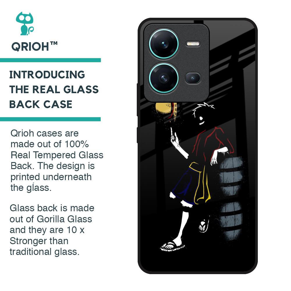 Luffy Line Art Glass Case for Vivo V25