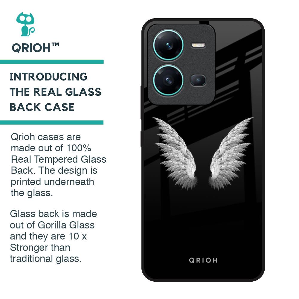 White Angel Wings Glass Case for Vivo V25