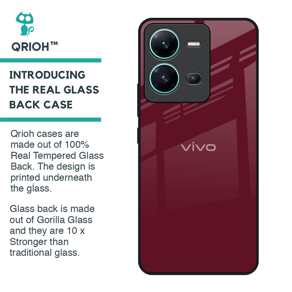 Classic Burgundy Glass Case for Vivo V25