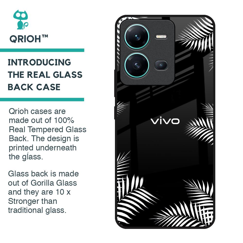 Zealand Fern Design Glass Case For Vivo V25