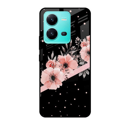 Floral Black Band Vivo V25 Glass Cases & Covers Online