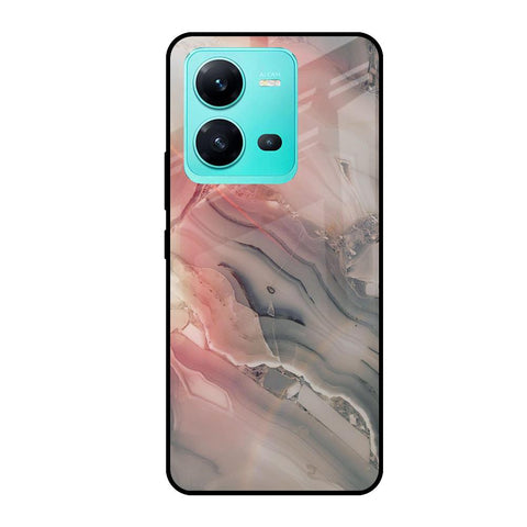 Pink And Grey Marble Vivo V25 Glass Cases & Covers Online