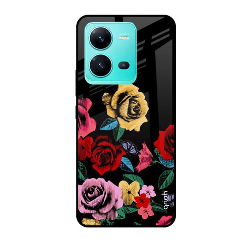 Floral Decorative Vivo V25 Glass Cases & Covers Online