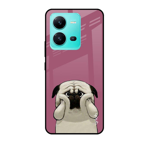 Funny Pug Face Vivo V25 Glass Cases & Covers Online