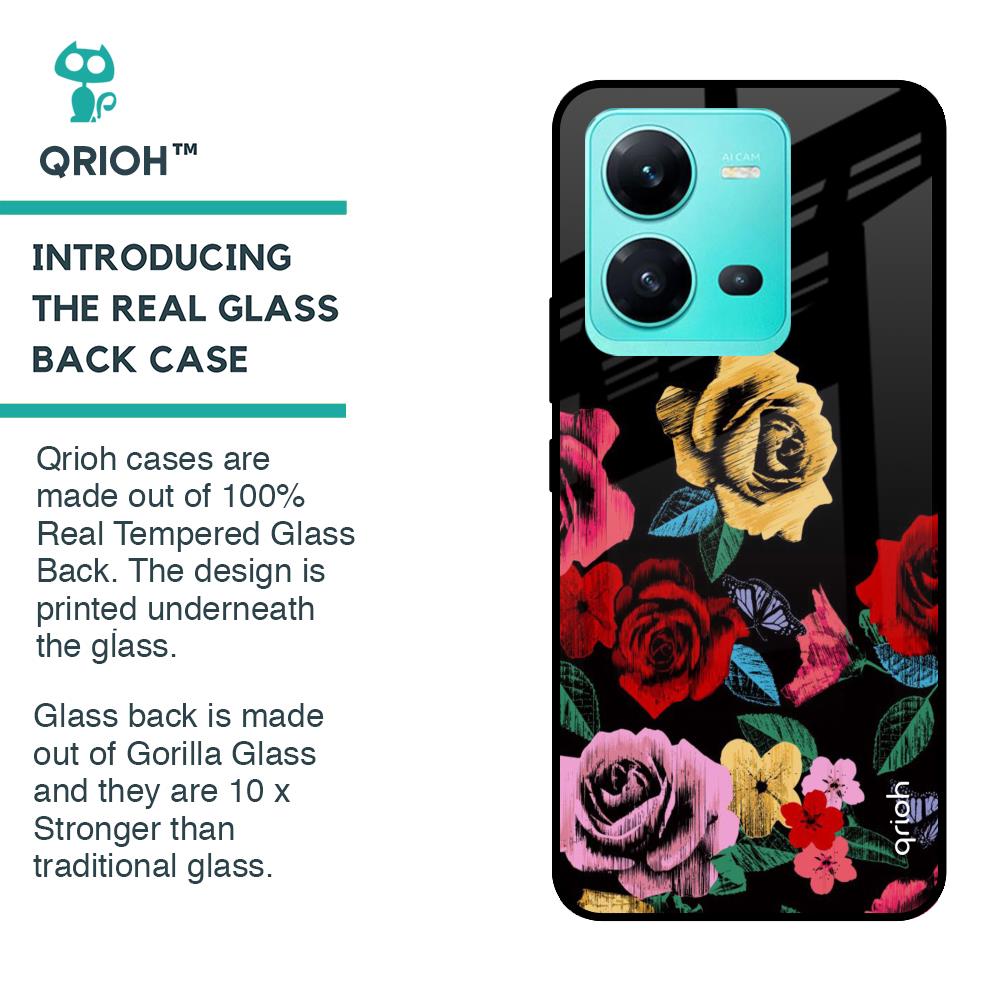 Floral Decorative Glass Case For Vivo V25