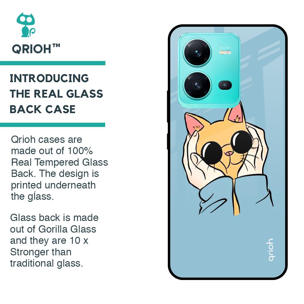 Adorable Cute Kitty Glass Case For Vivo V25