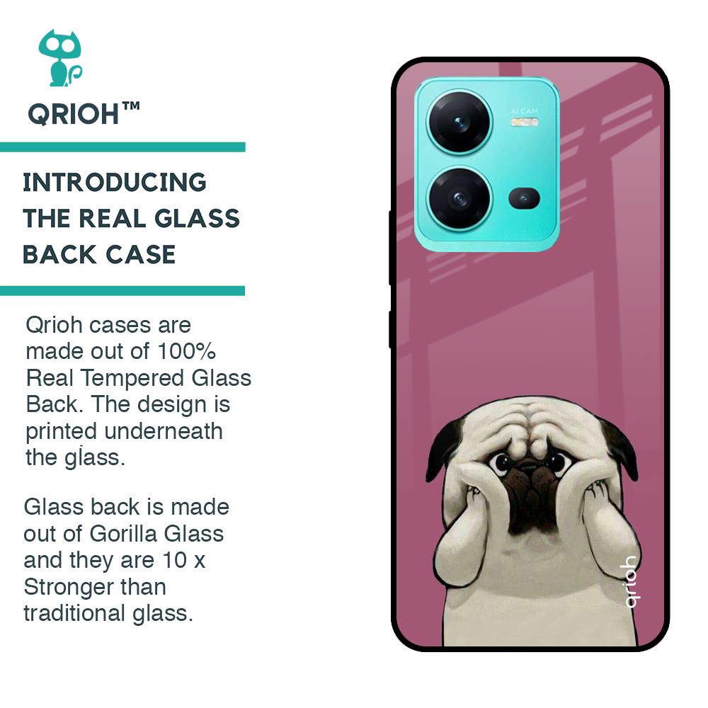 Funny Pug Face Glass Case For Vivo V25