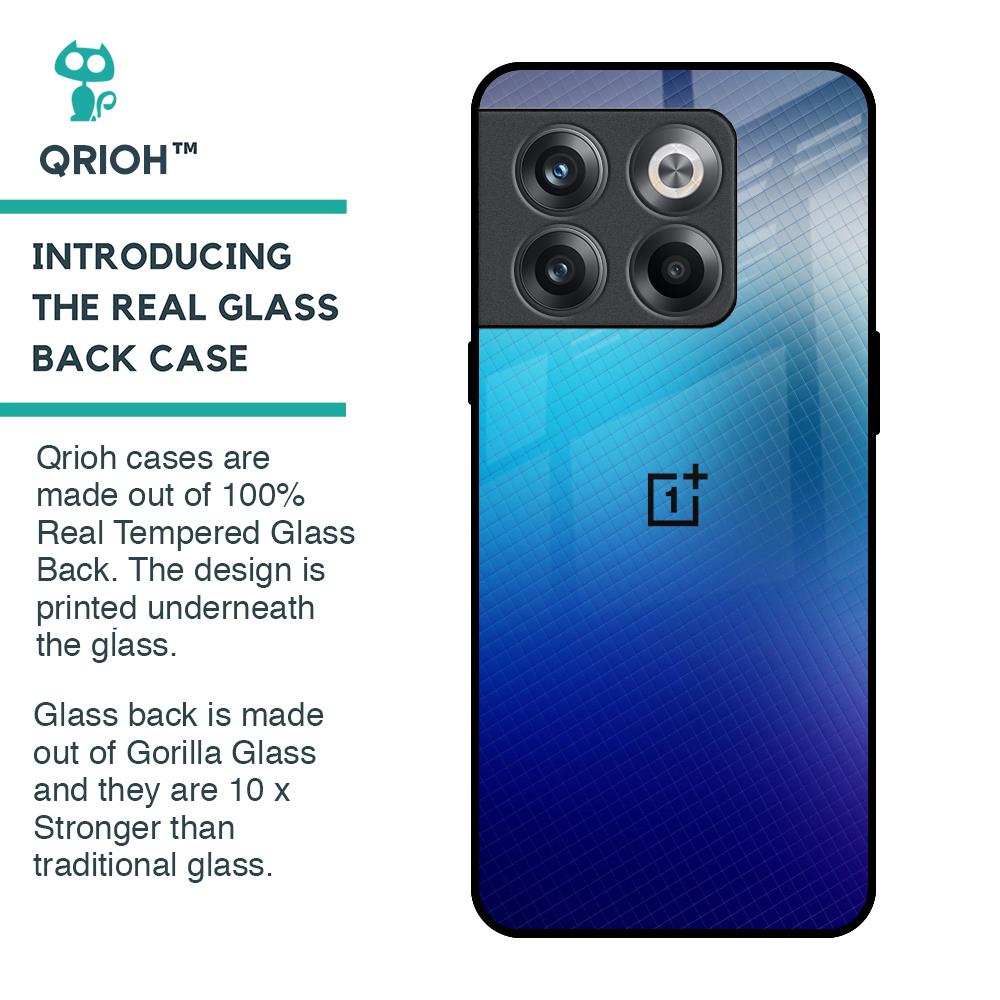 Blue Rhombus Pattern Glass Case for OnePlus 10T 5G