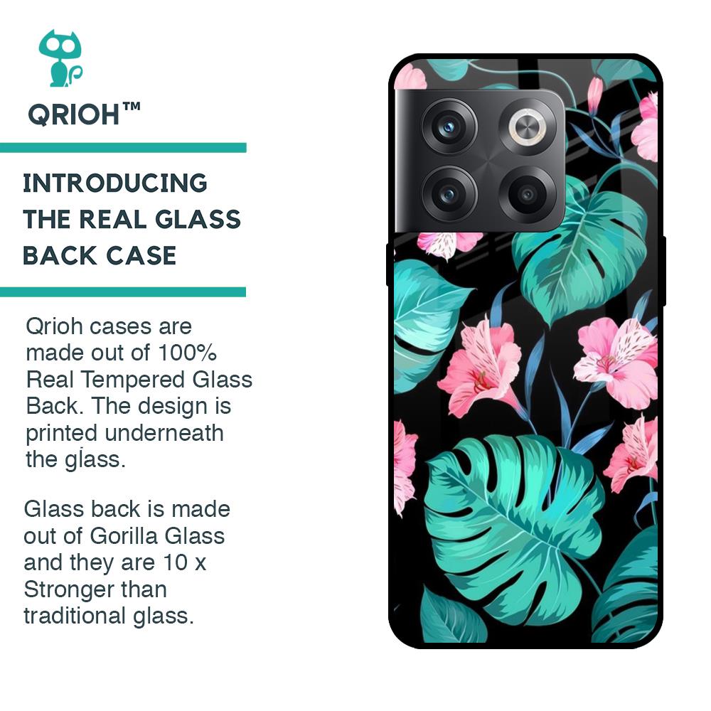 Tropical Leaves & Pink Flowers Glass case for OnePlus 10T 5G