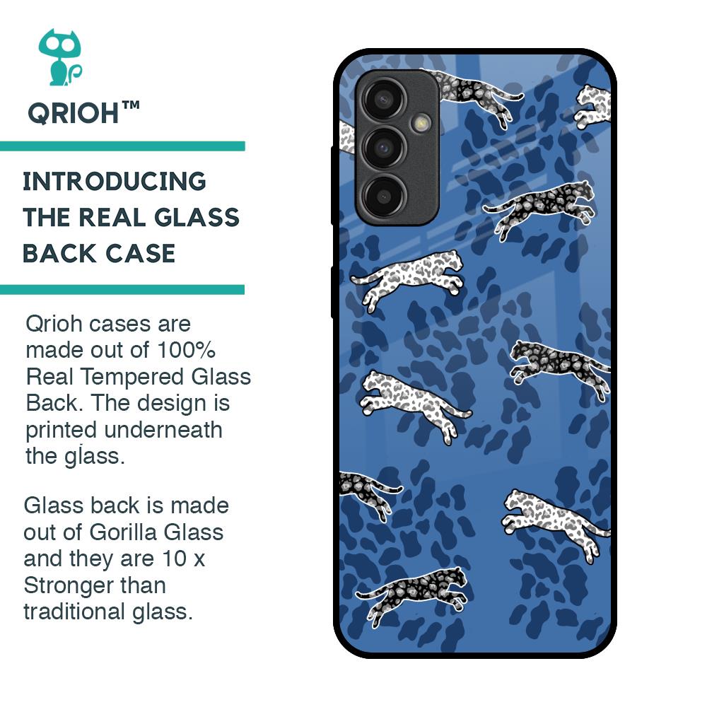 Blue Cheetah Glass Case for Samsung Galaxy M13