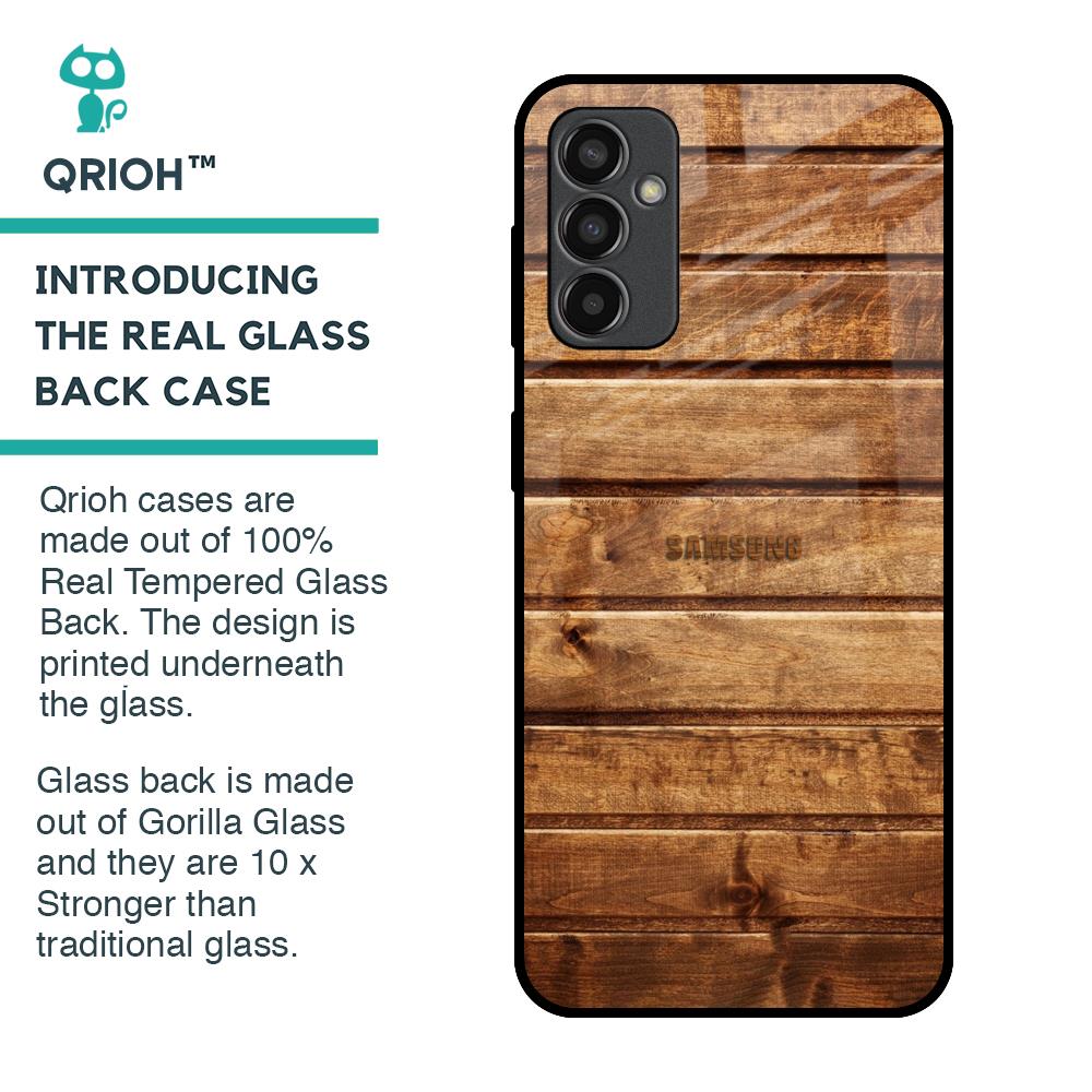 Wooden Planks Glass Case for Samsung Galaxy M13