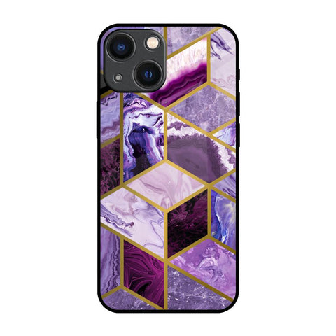 Purple Rhombus Marble iPhone 14 Plus Glass Back Cover Online
