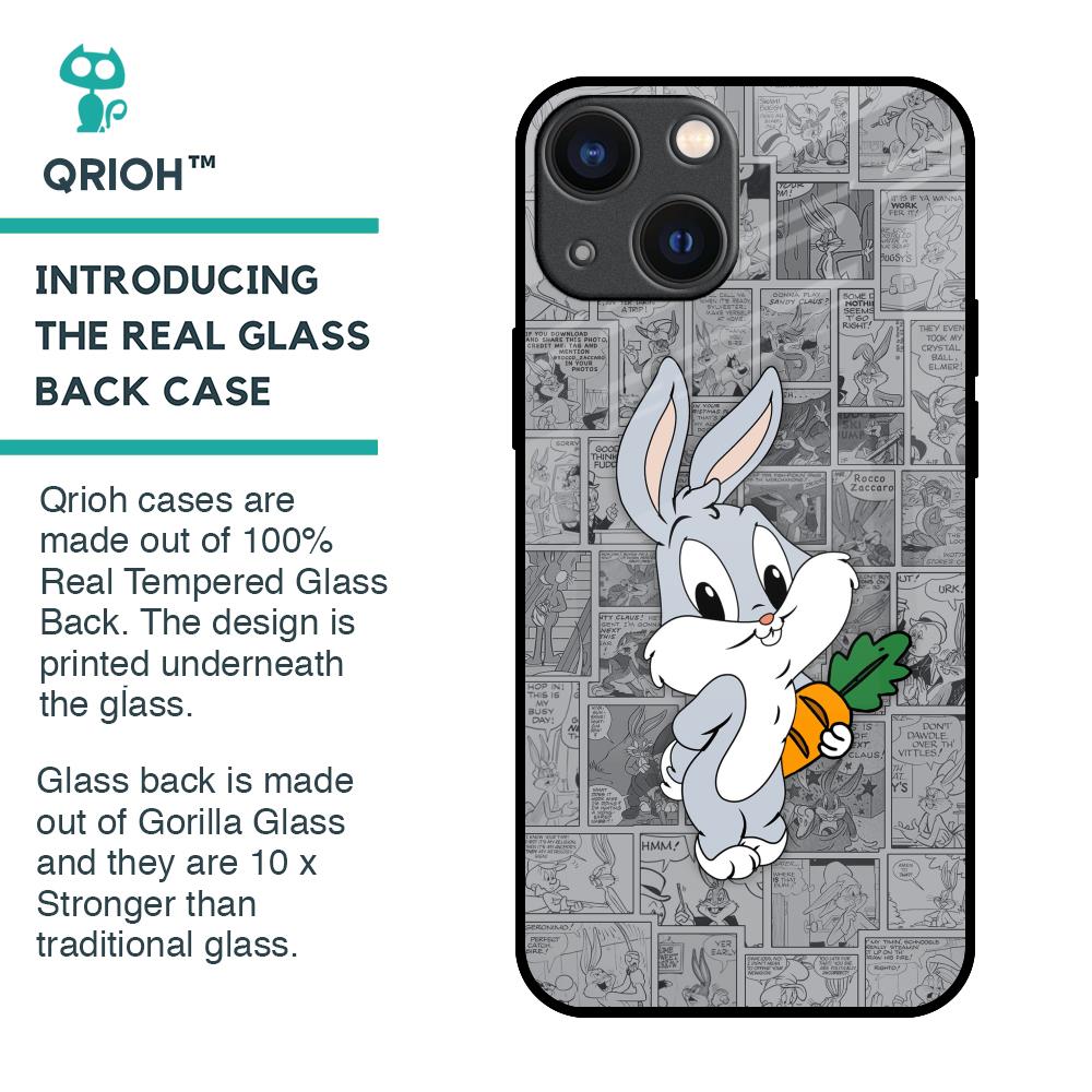 Cute Baby Bunny Glass Case for iPhone 14 Plus