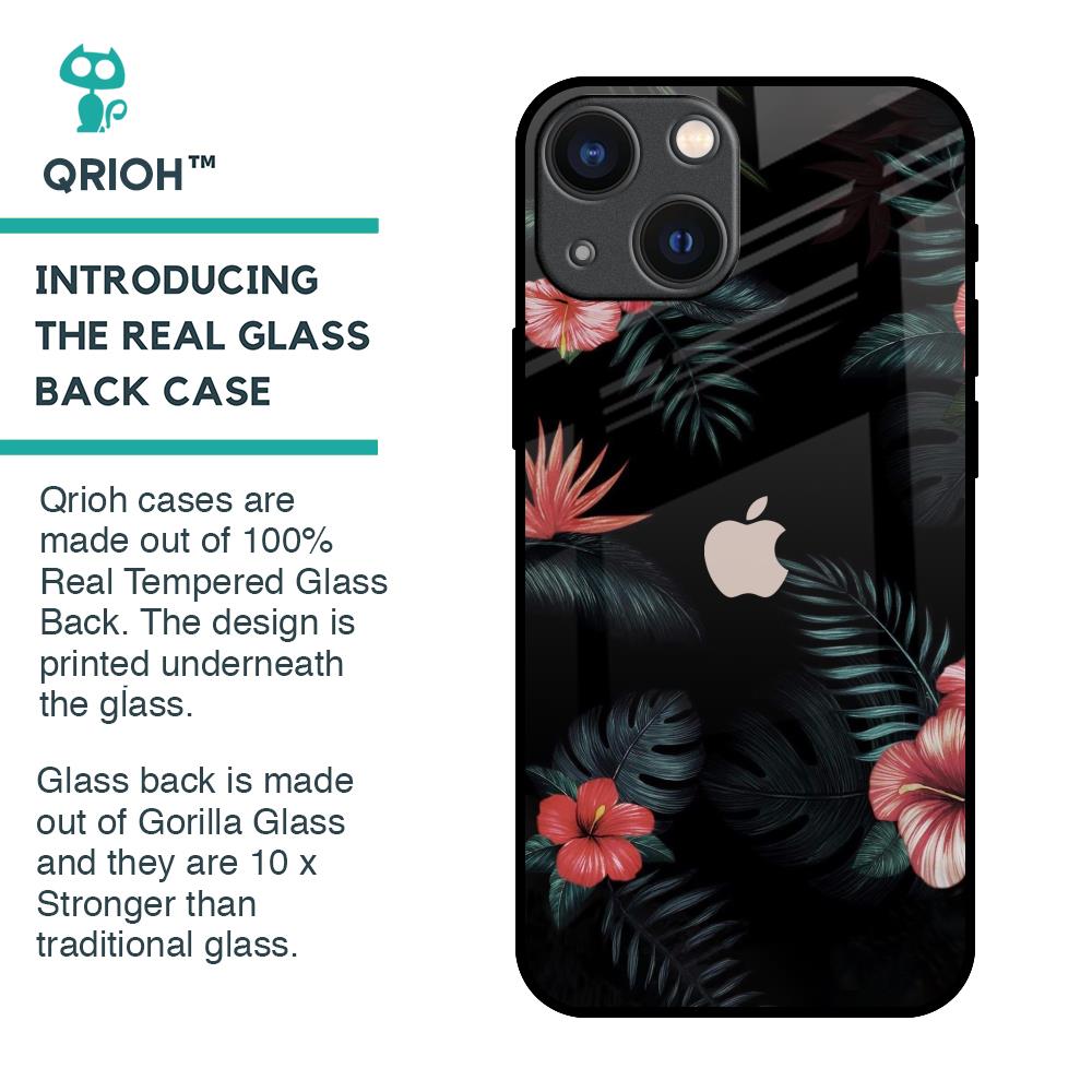 Tropical Art Flower Glass Case for iPhone 14 Plus