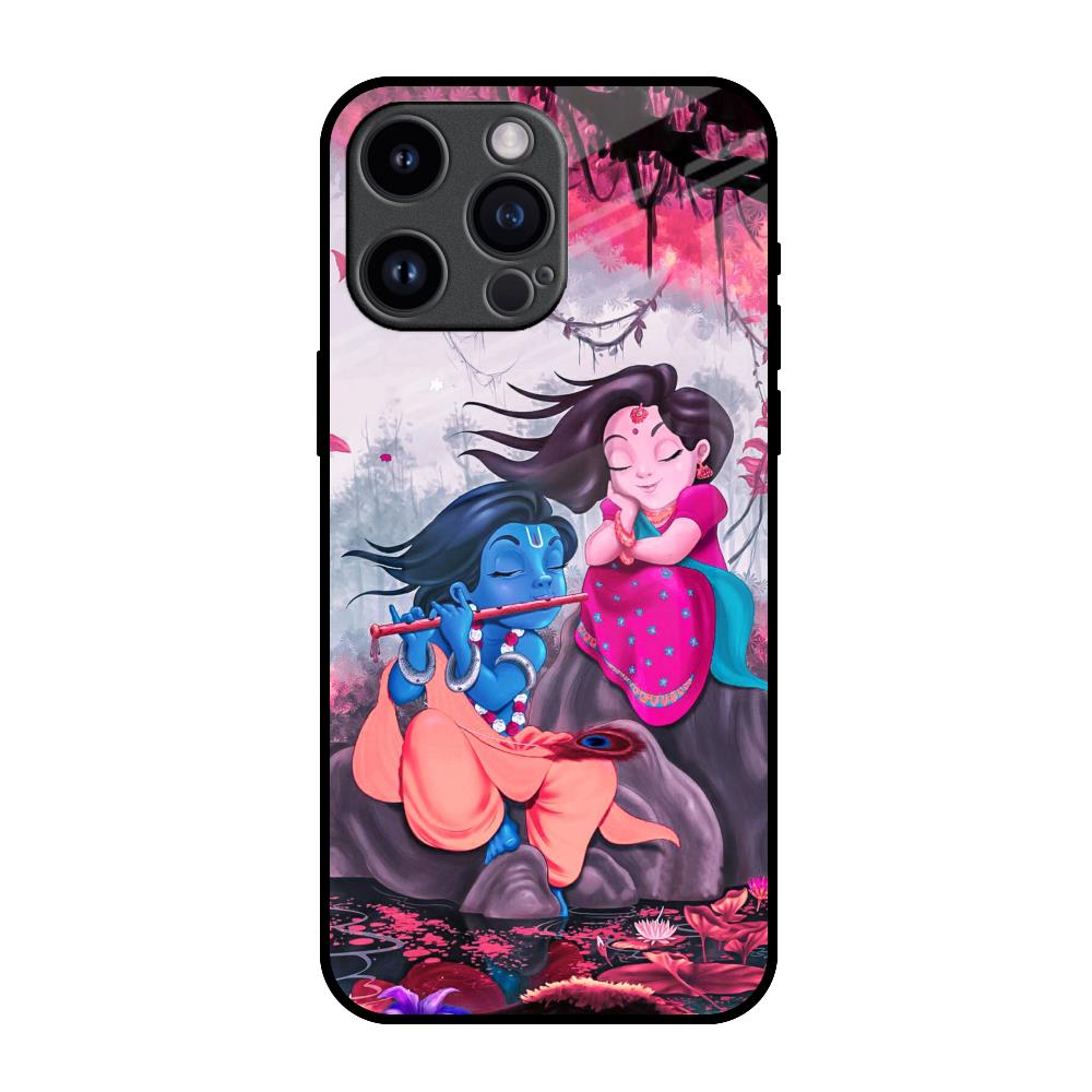 Radha Krishna Art iPhone 14 Pro Max Glass Back Cover Online